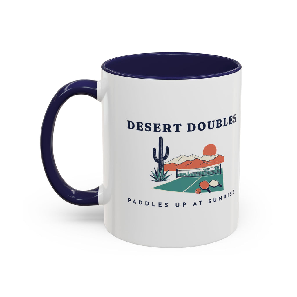 Desert Doubles Mug in Navy, design, handle left