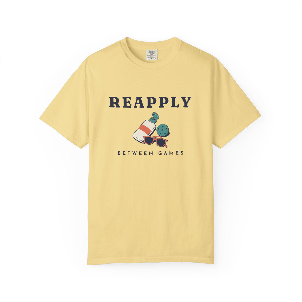 Reapply Between Games Tee in Butter, front view