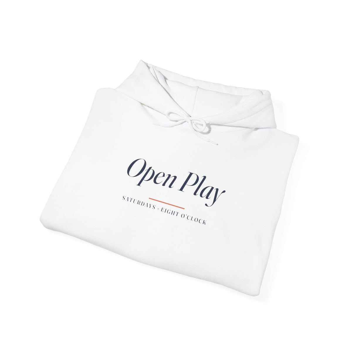 Open Play Italic Hoodie in White, folded