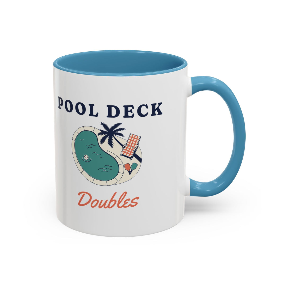 Pool Deck Doubles Mug in Light Blue, design, handle right