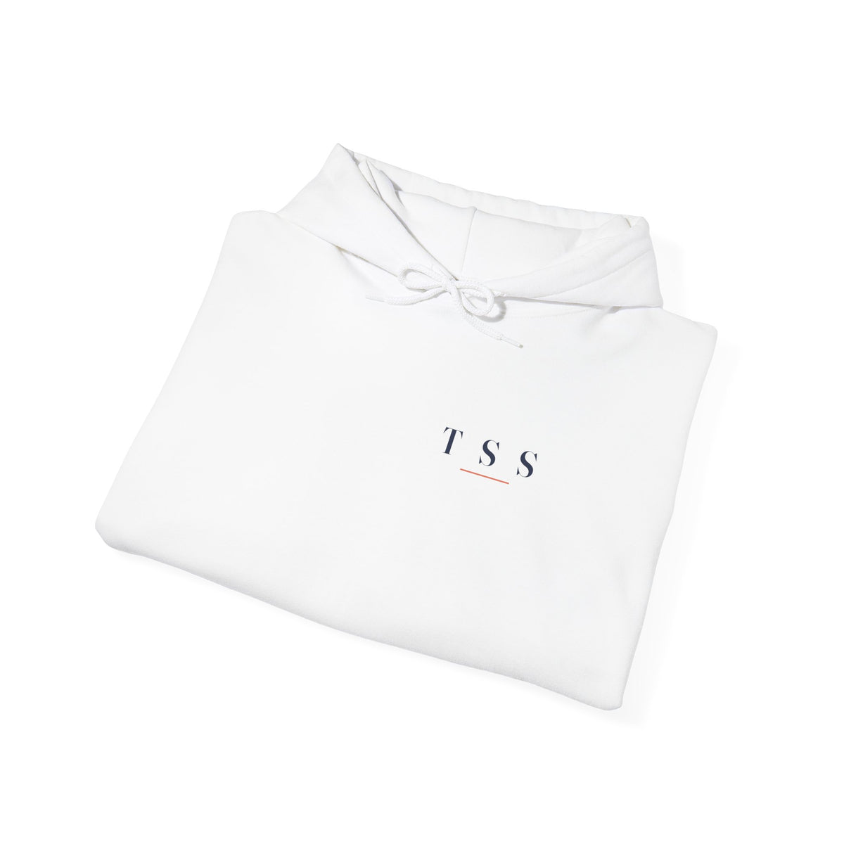 T S S Hoodie in White, folded
