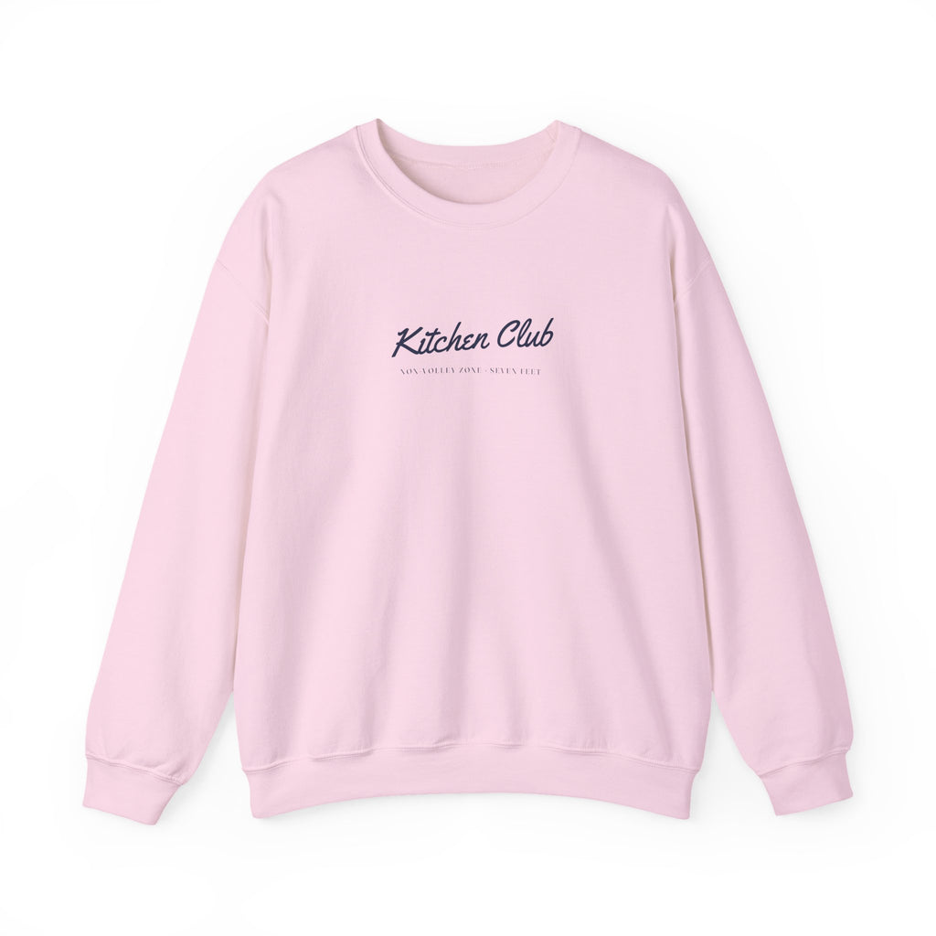 Kitchen Club Script Crewneck in Light Pink, front view