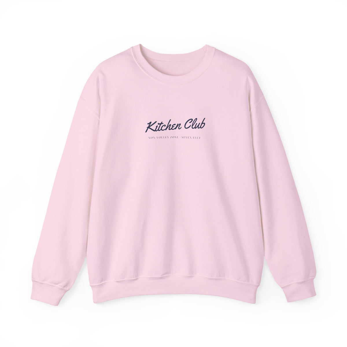 Kitchen Club Script Crewneck in Light Pink, front view