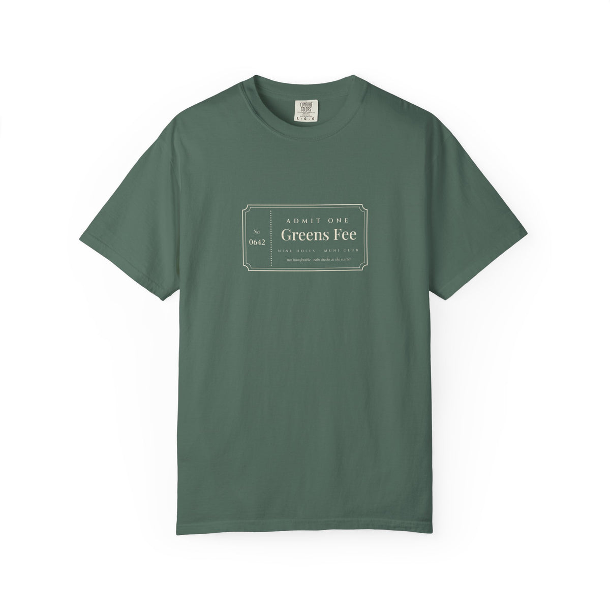 Greens Fee Tee in Blue Spruce, front view