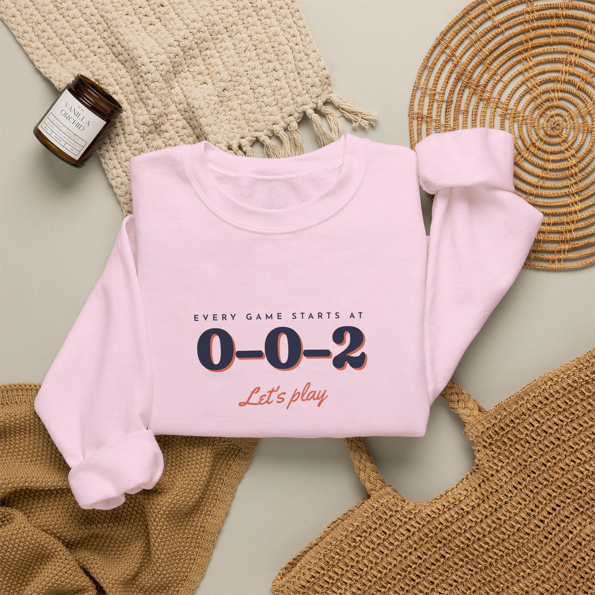 0–0–2 Crewneck in Light Pink, flat lay