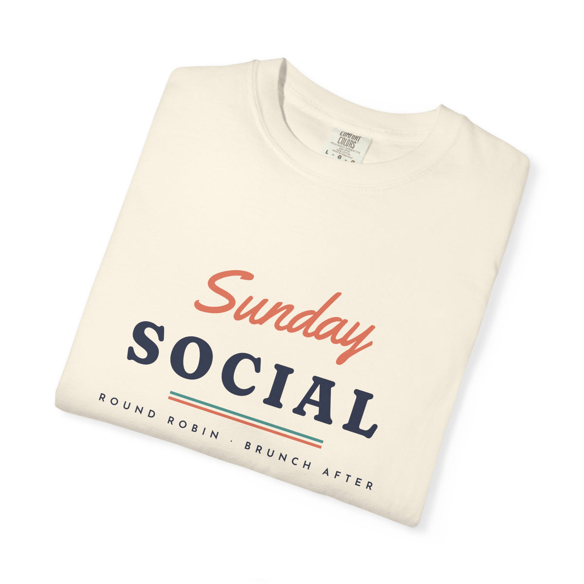 Sunday Social Tee in Ivory, folded