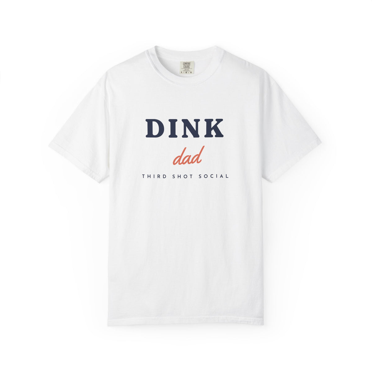 Dink Dad Tee in White, front view
