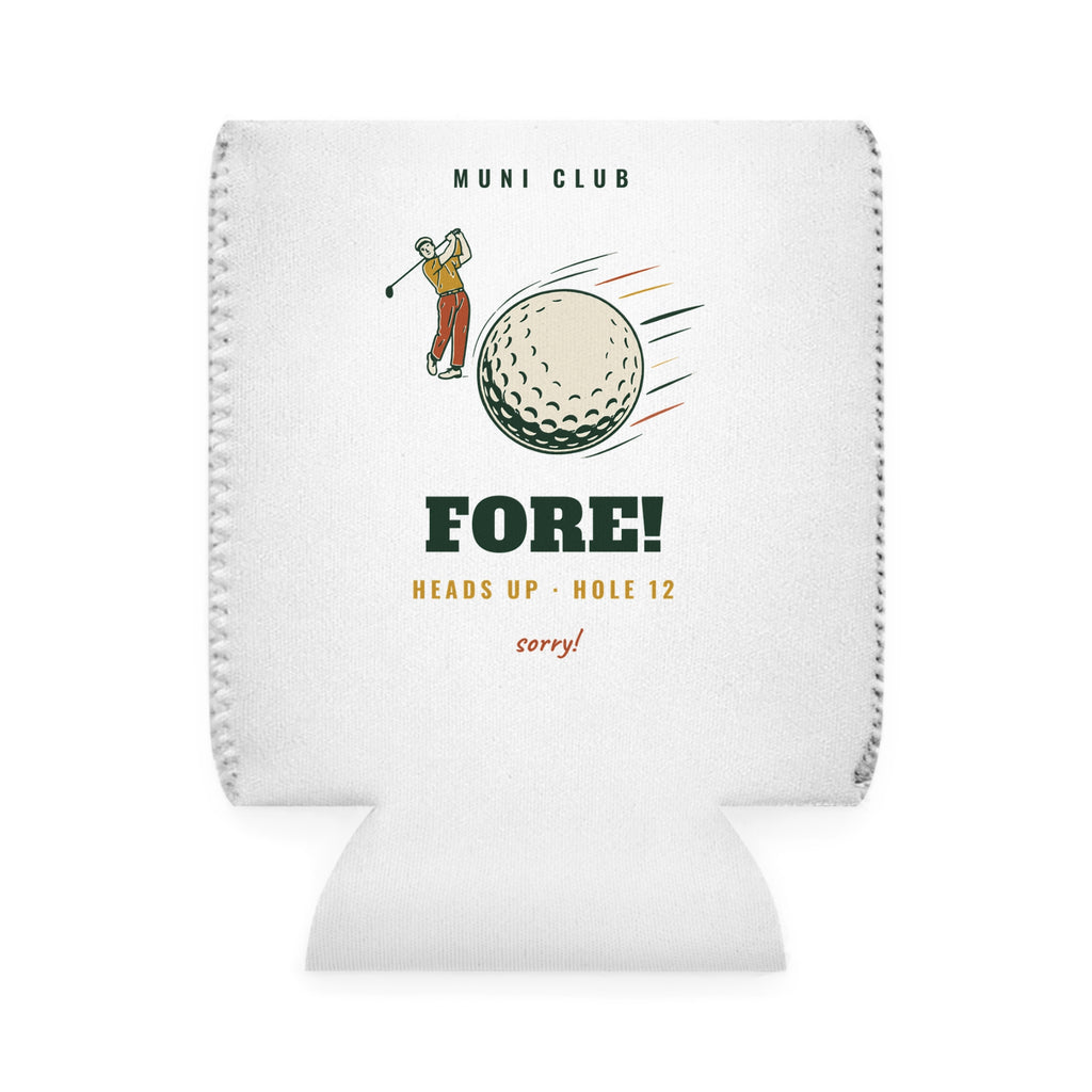 Fore! Can Cooler in White, back view