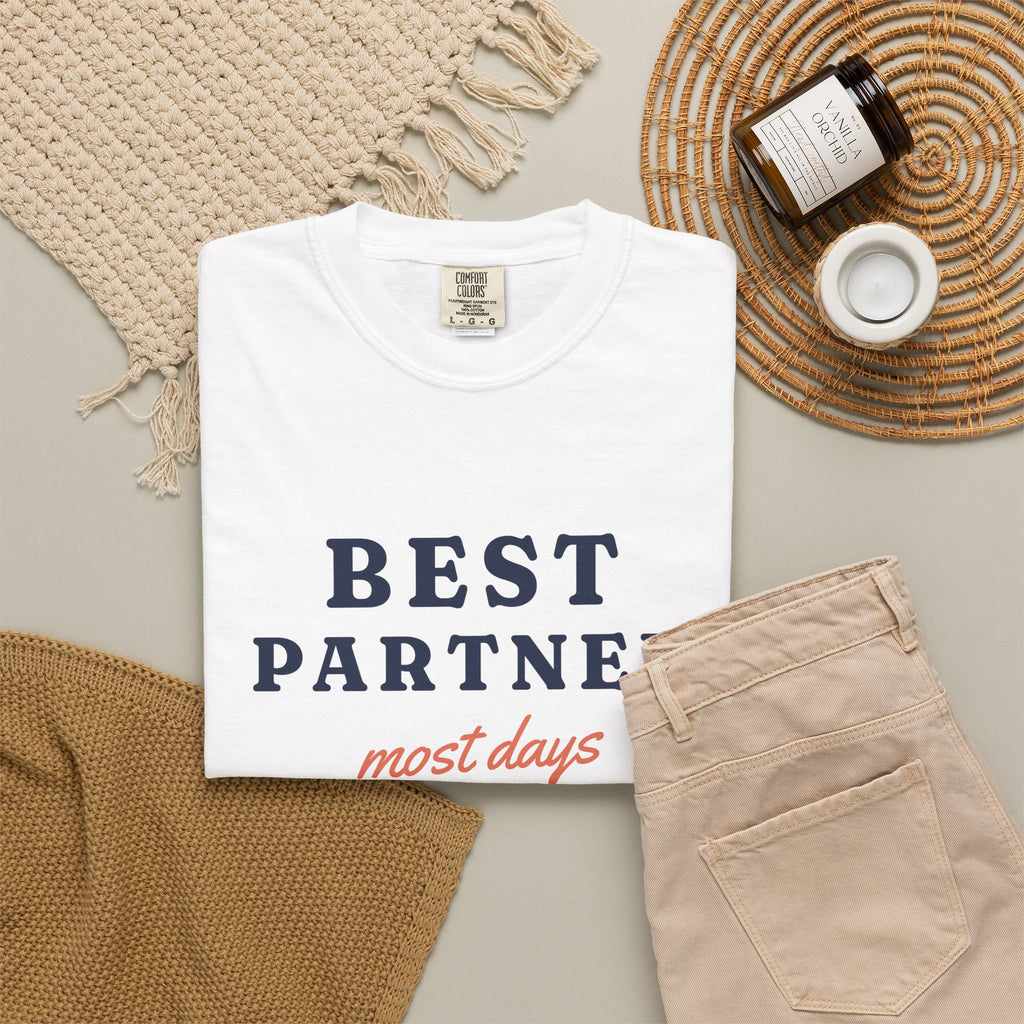 Best Partner Tee in White, flat lay