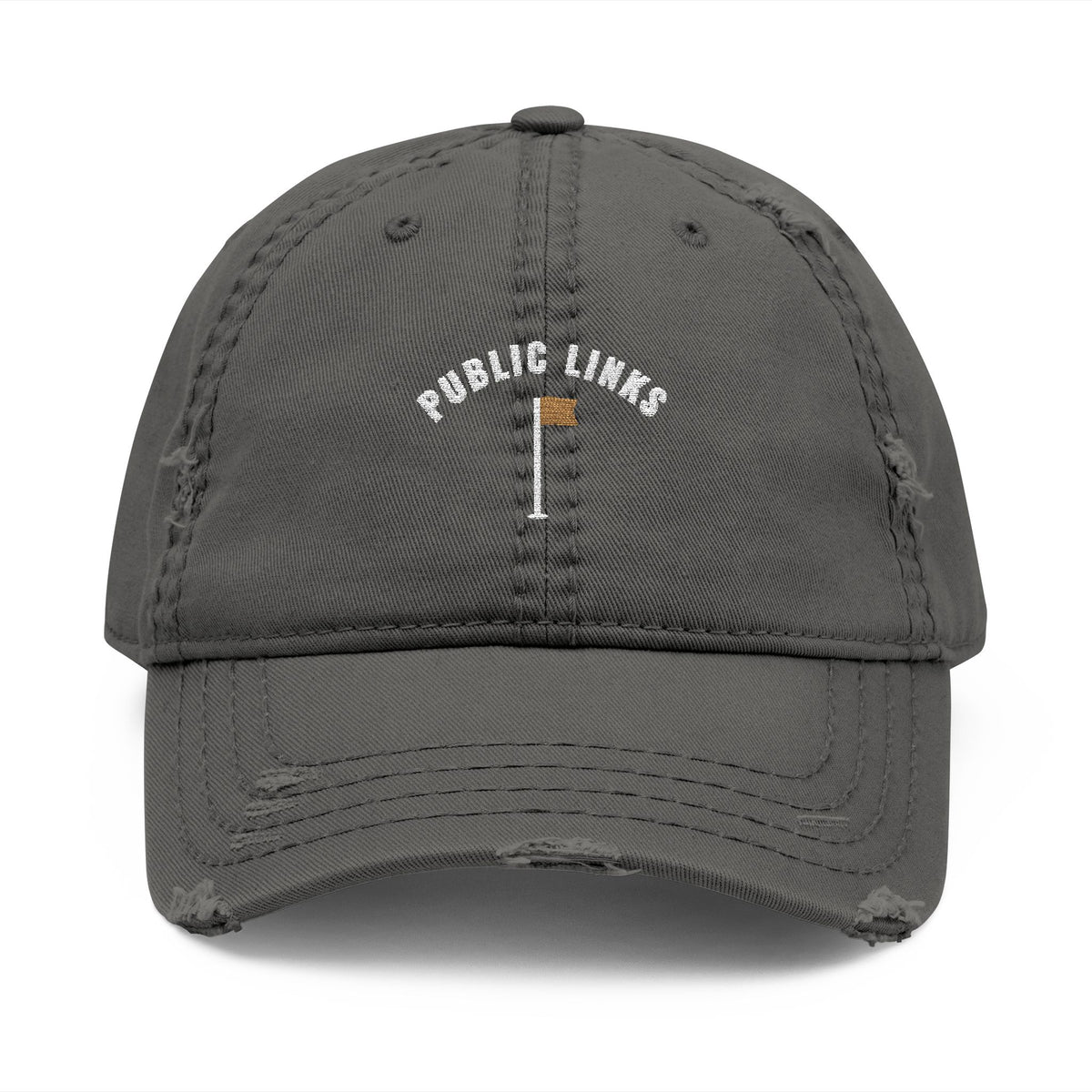 Public Links Arch Dad Hat in Charcoal Grey, front view