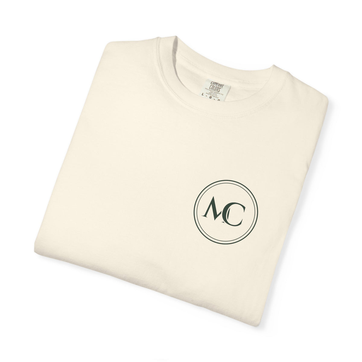 MC Chest Monogram Tee in Ivory, folded