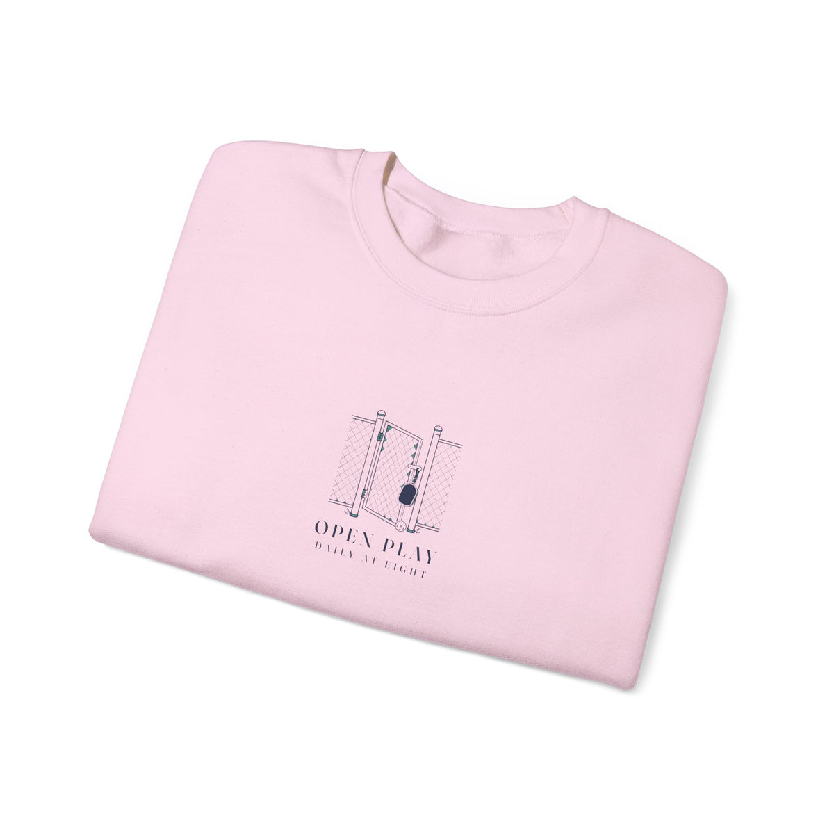 Court Gate Crewneck in Light Pink, folded