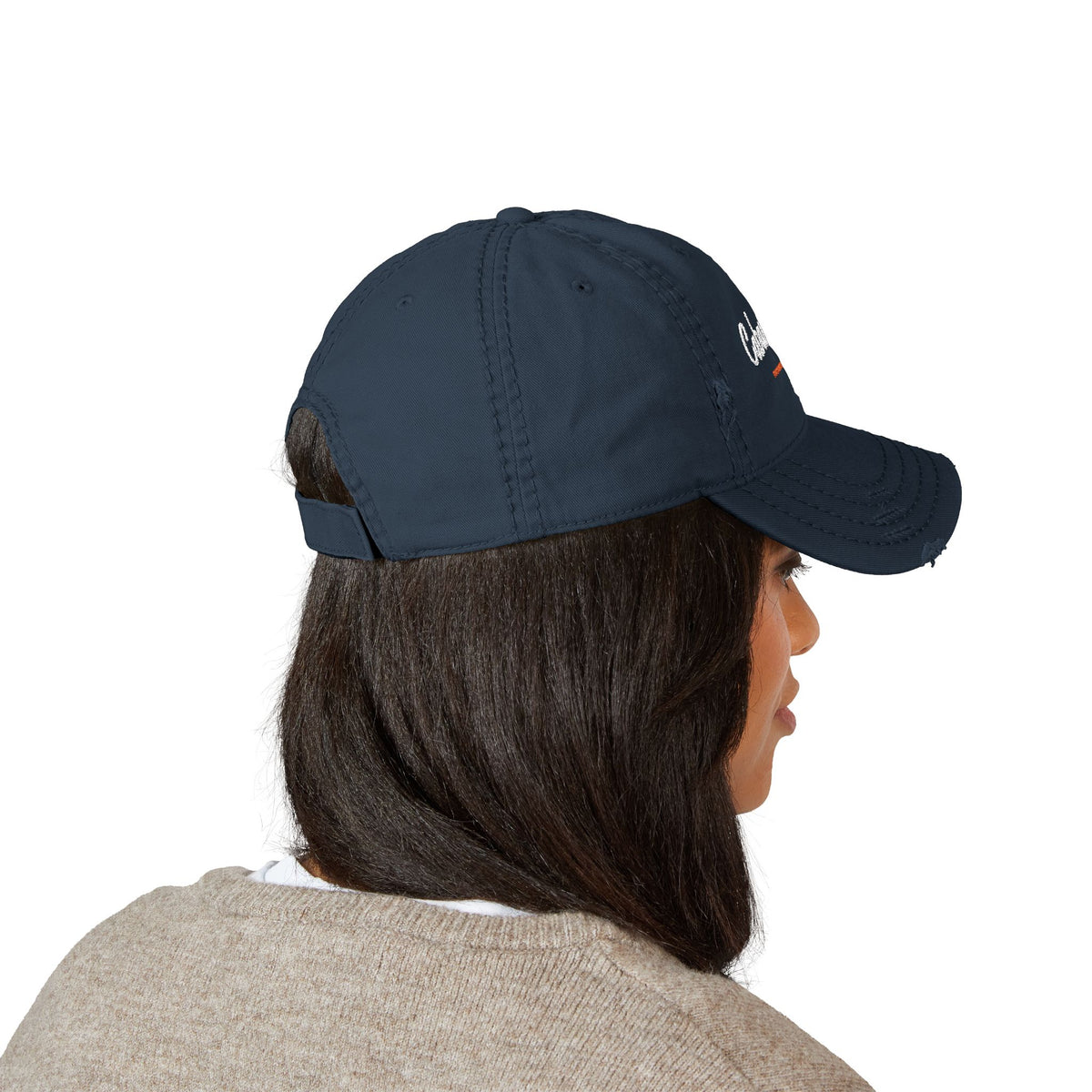 Cabana Club Dad Hat in Dark Navy, on model, back view