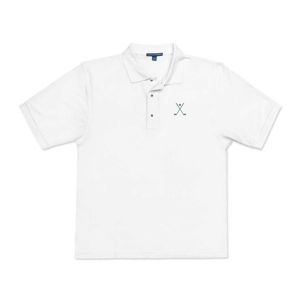 Crossed Irons Polo in White, front view