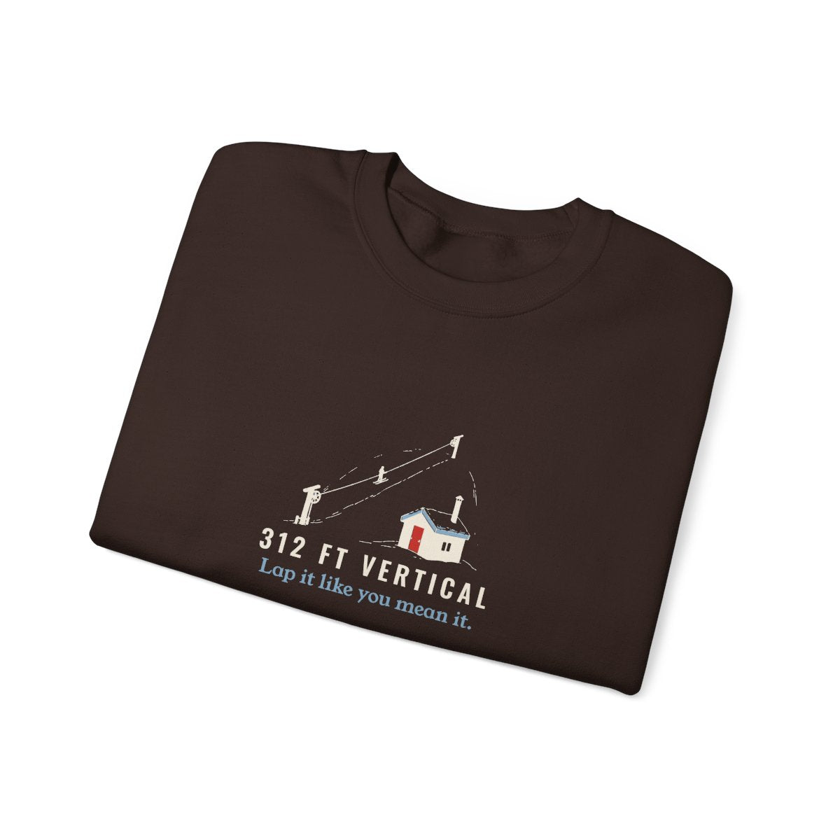 312 Ft Vertical Crewneck in Dark Chocolate, folded