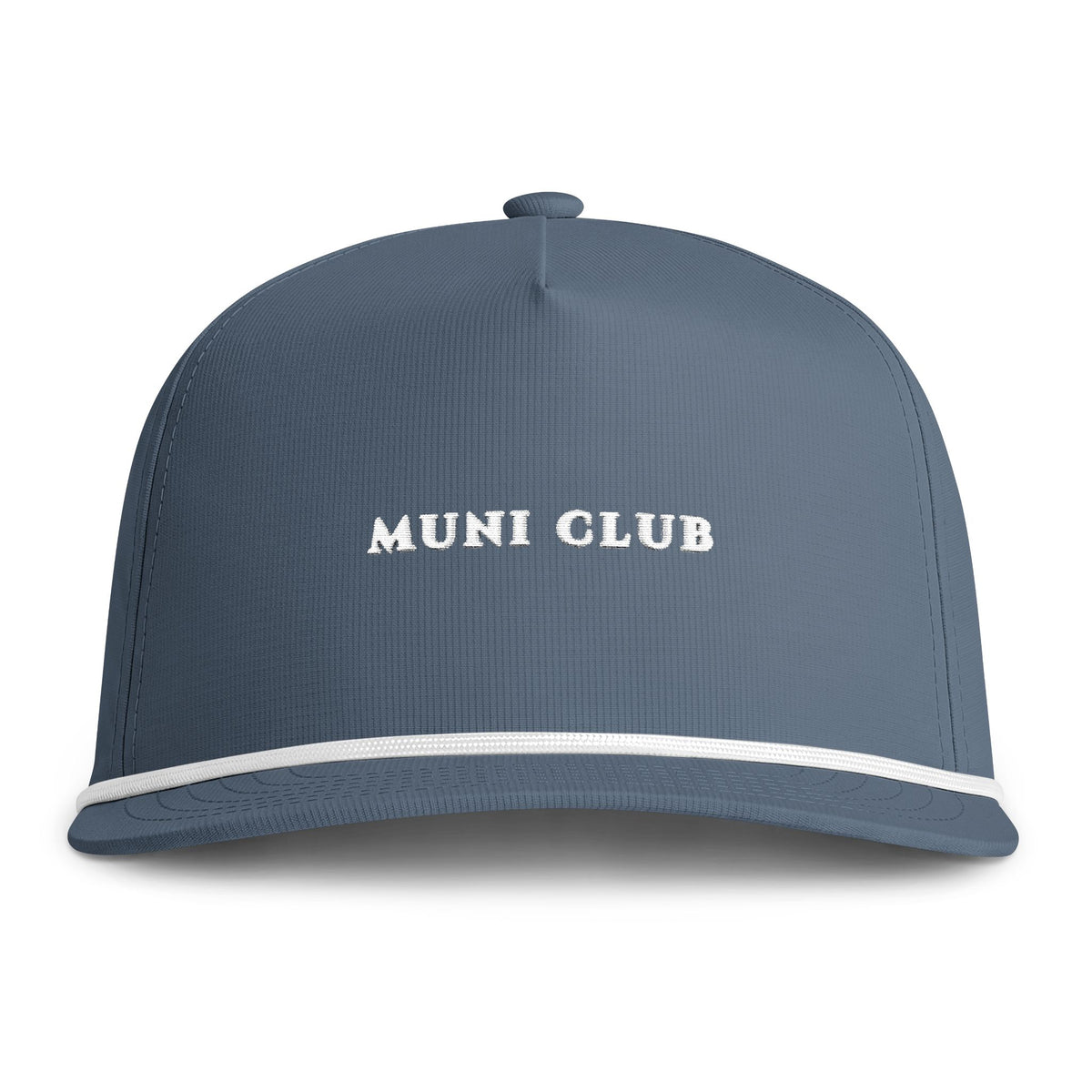 Muni Club Wordmark Rope Cap in Blue Jean, front view