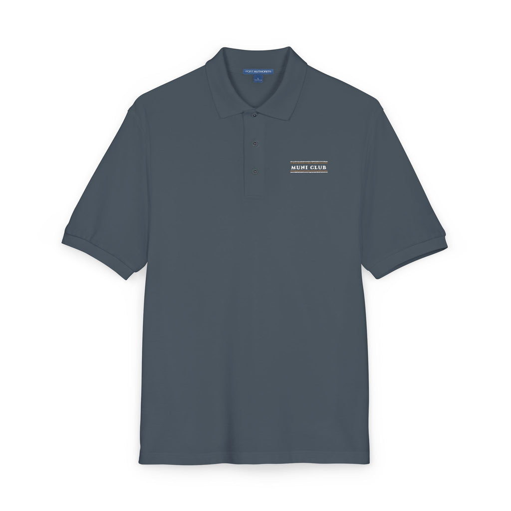 Club Stripe Polo in Steel Grey, embroidery close-up
