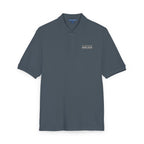 Club Stripe Polo in Steel Grey, embroidery close-up