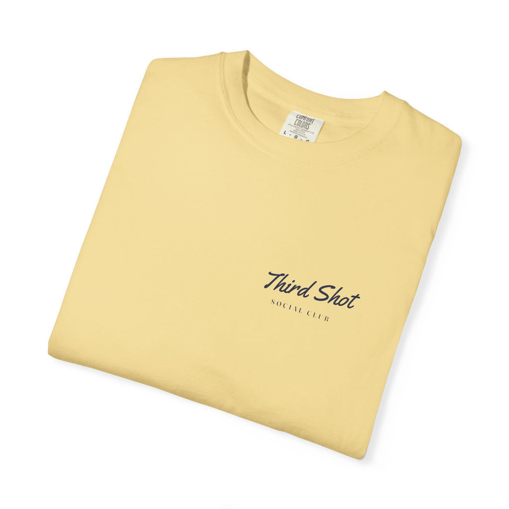 Script Chest Mark Tee in Butter, folded