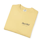 Script Chest Mark Tee in Butter, folded
