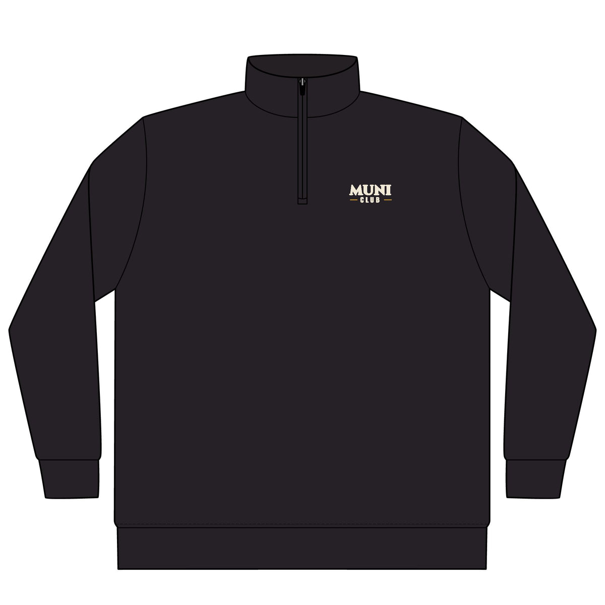 Muni Stack Quarter-Zip in Black, front view