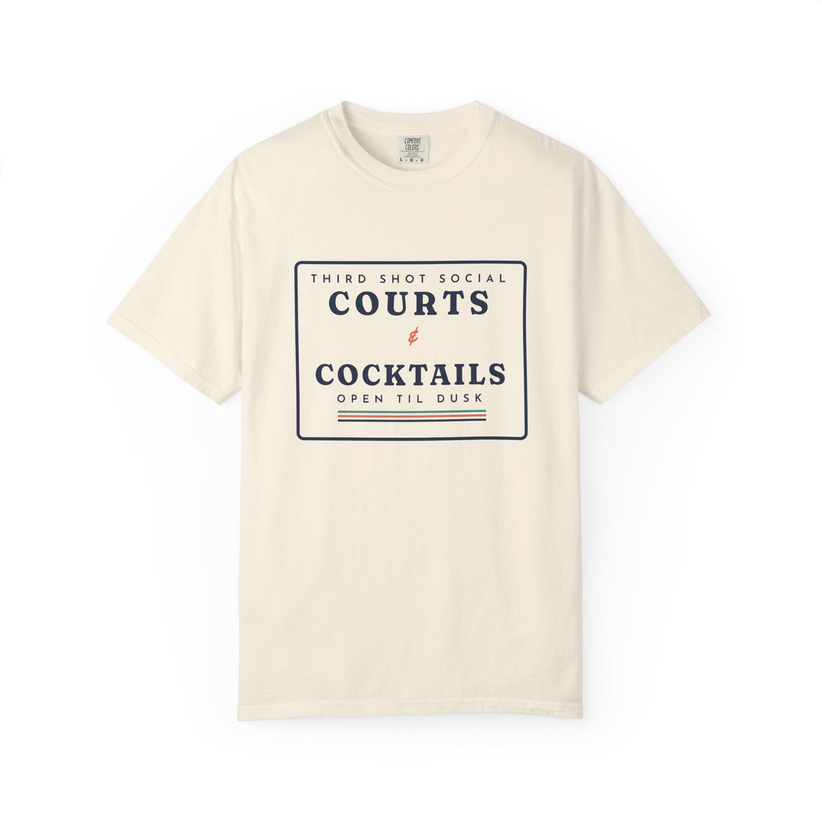 Courts & Cocktails Tee in Ivory, front view