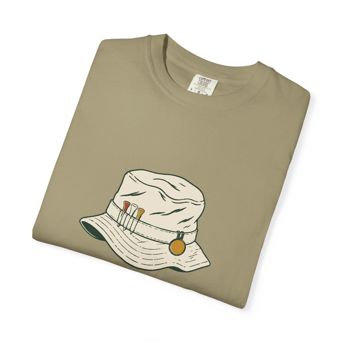 Bucket Hat Golf Tee in Khaki, folded