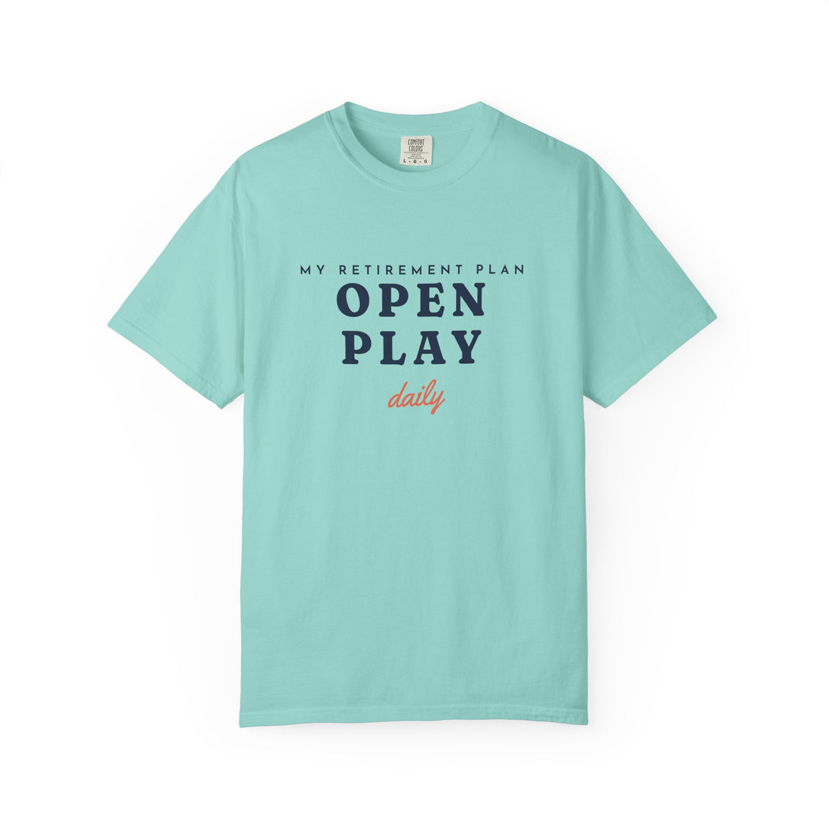 Retirement Plan Tee in Chalky Mint, front view