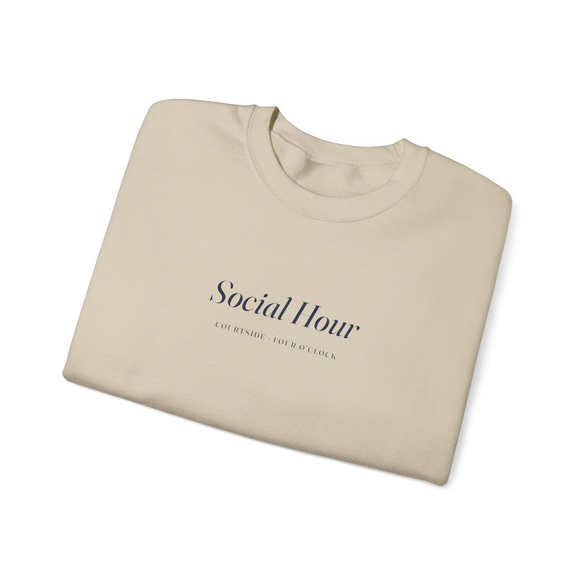 Social Hour Crewneck in Sand, folded