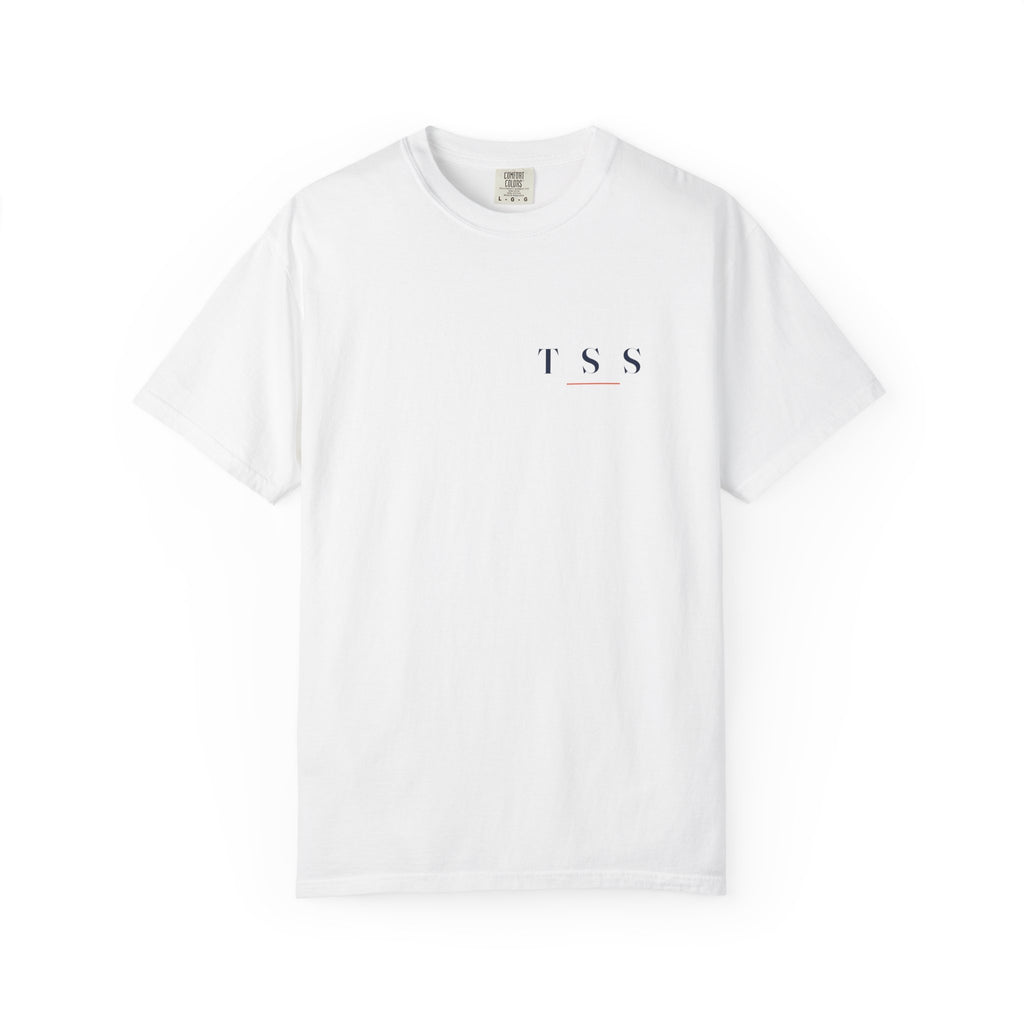 T S S Tee in White, front view