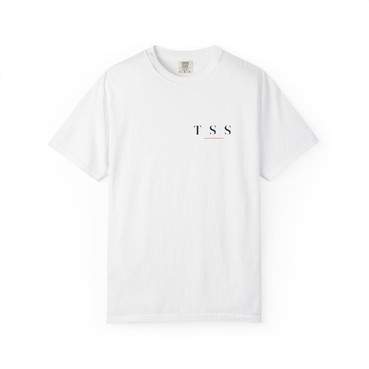 T S S Tee in White, front view