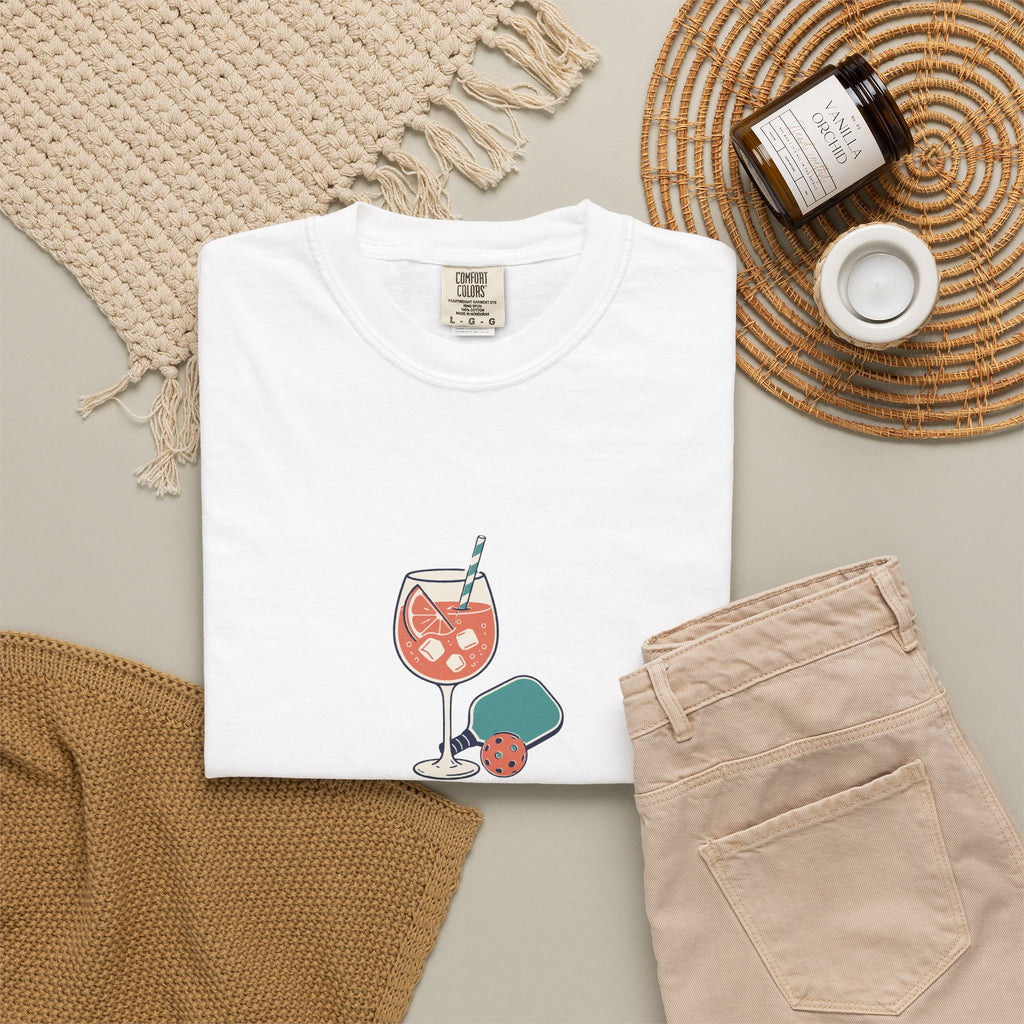 Serve & Spritz Tee in White, flat lay