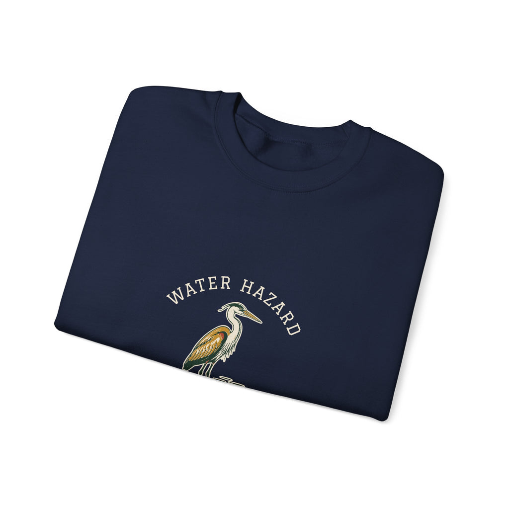 Water Hazard Crewneck in Navy, folded