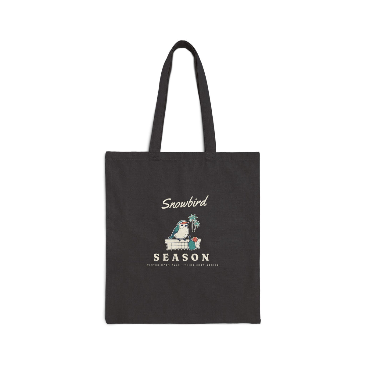 Snowbird Season Tote in Black, front view