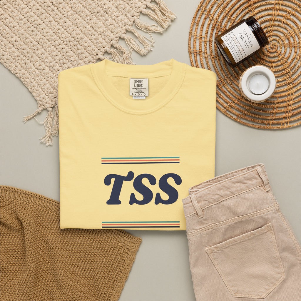 TSS Monogram Tee in Butter, flat lay