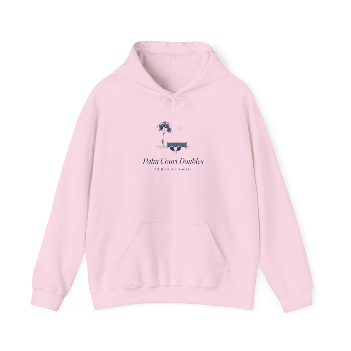 Palm Court Hoodie in Light Pink, front view