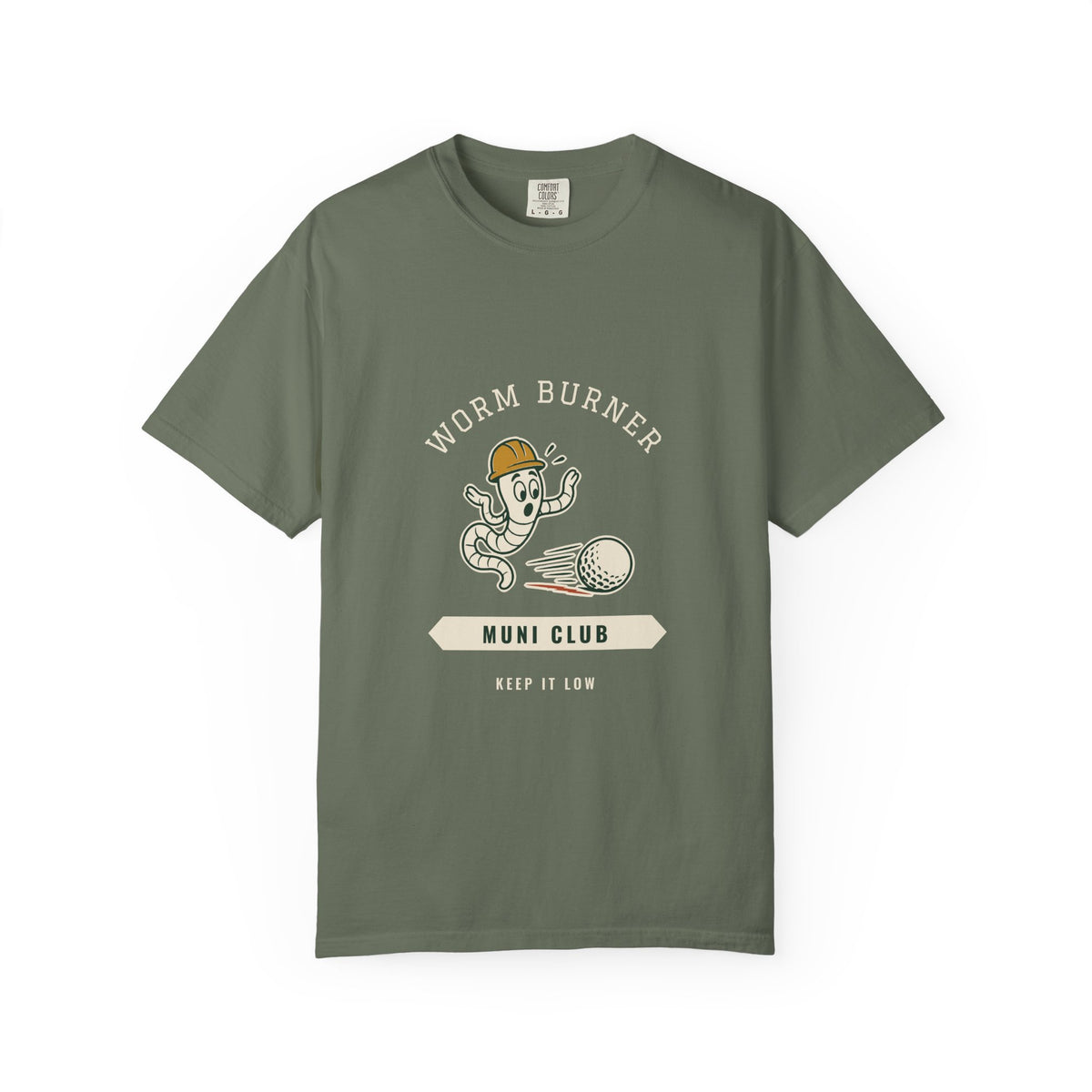 Worm Burner Tee in Moss, front view