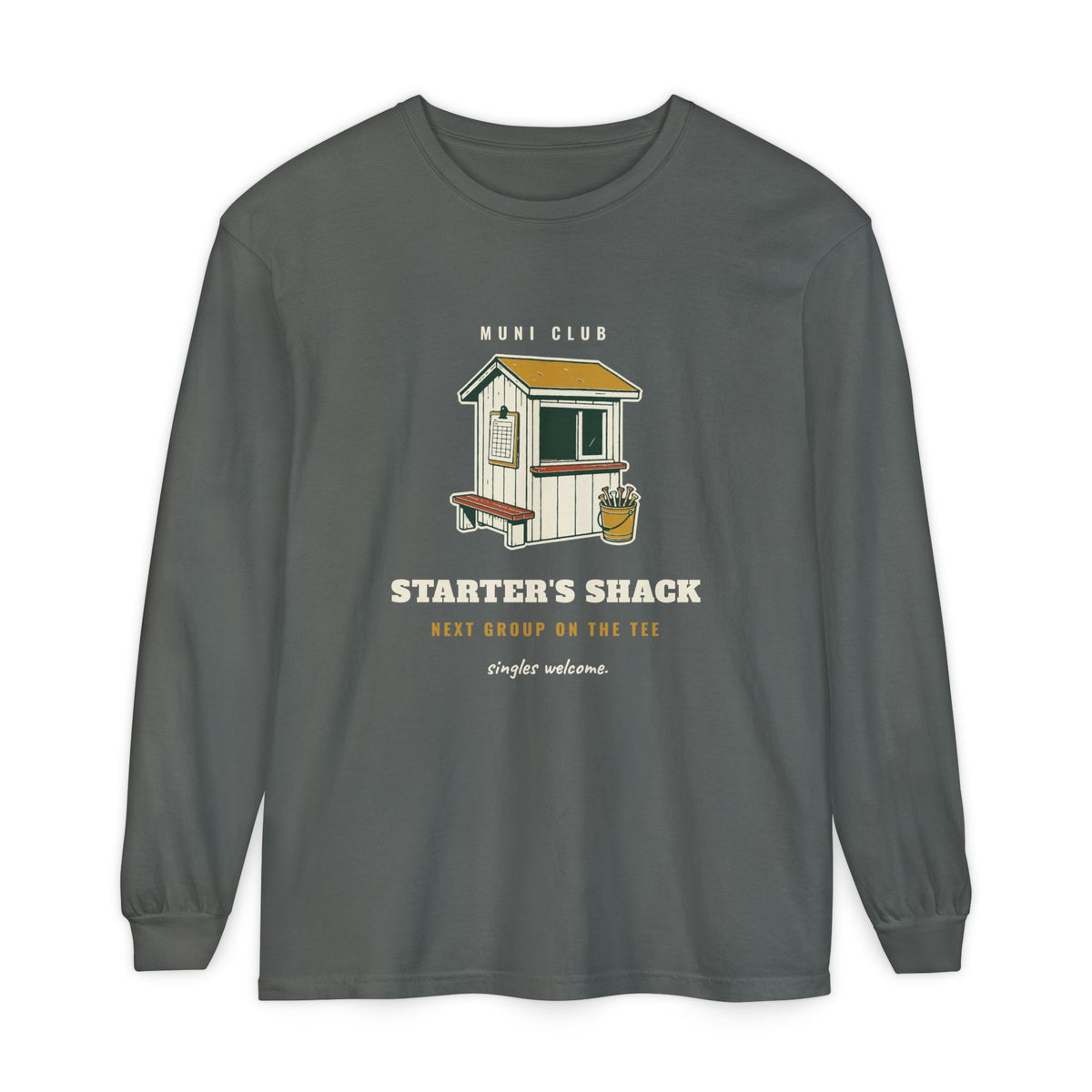 Starter's Shack Long Sleeve Tee in Pepper, front view