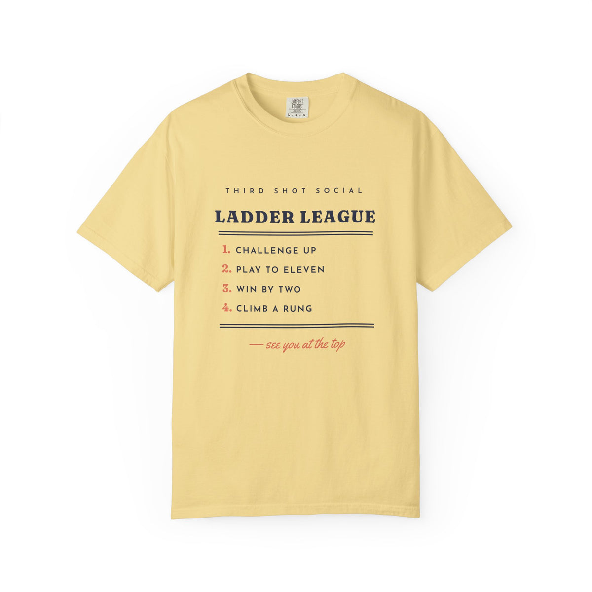 Ladder League Tee in Butter, front view