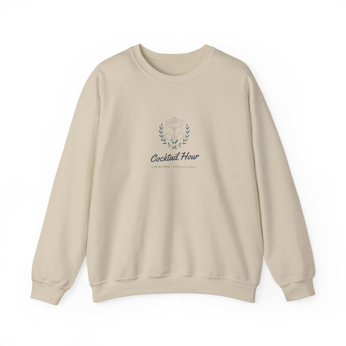 Cocktail Hour Coupe Crewneck in Sand, front view