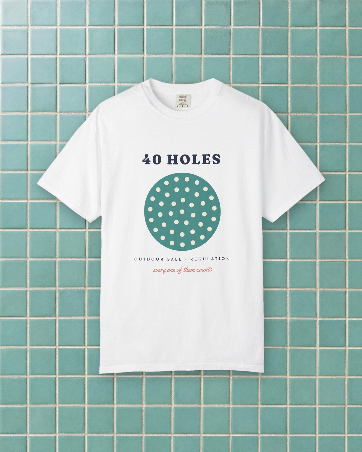 40 Holes Tee in White, styled
