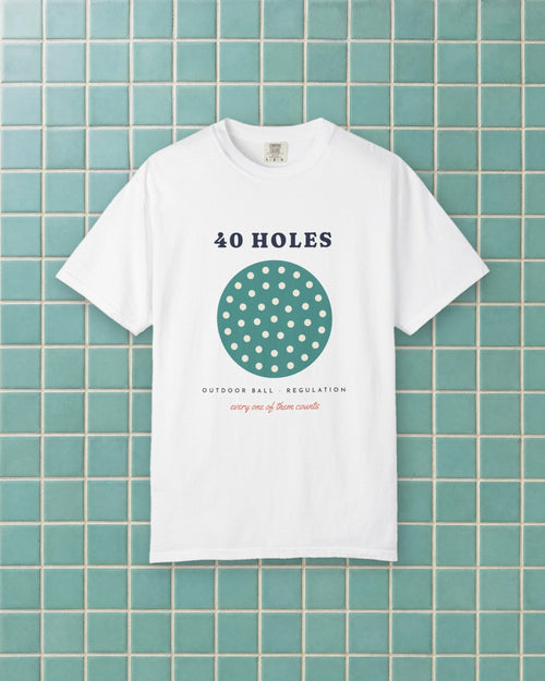 40 Holes Tee in White, styled