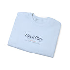 Open Play Italic Crewneck in Light Blue, folded