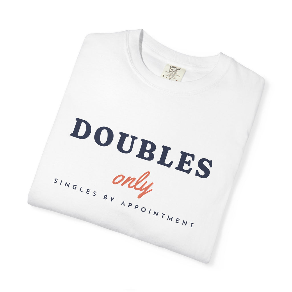 Doubles Only Tee in White, folded
