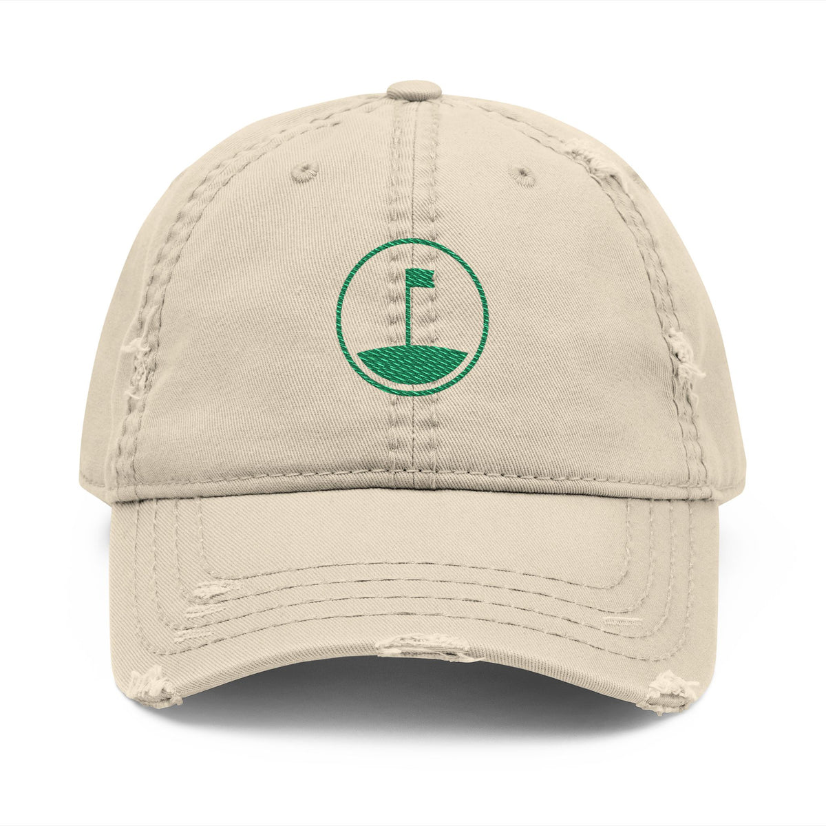 Flag on the Green Dad Hat in Khaki, front view