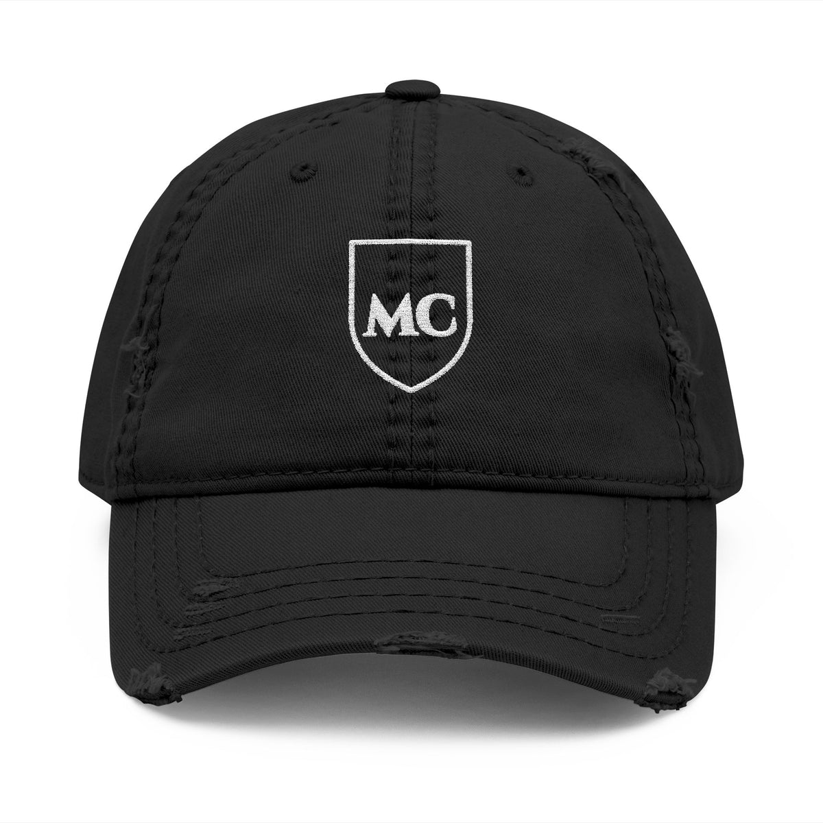 MC Shield Dad Hat in Black, front view