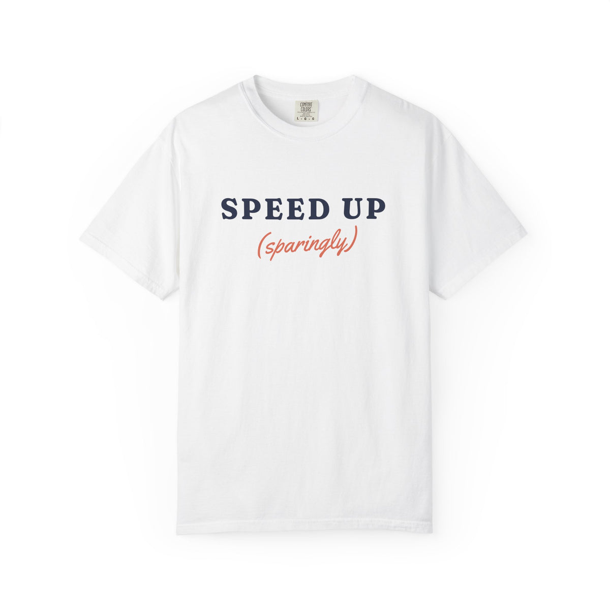 Speed Up Tee in White, front view