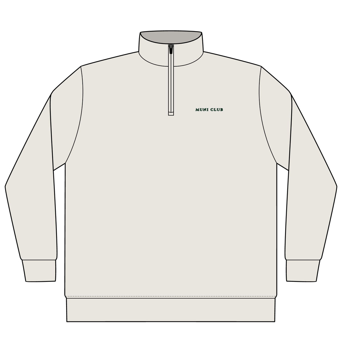 Muni Club Wordmark Quarter-Zip in Bone, front view