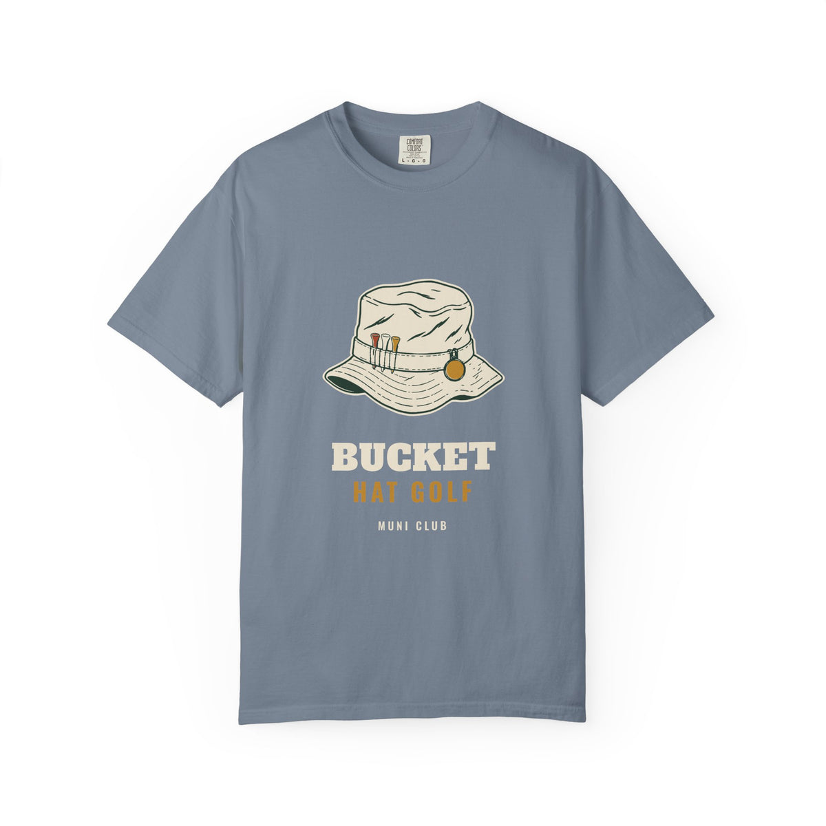 Bucket Hat Golf Tee in Blue Jean, front view