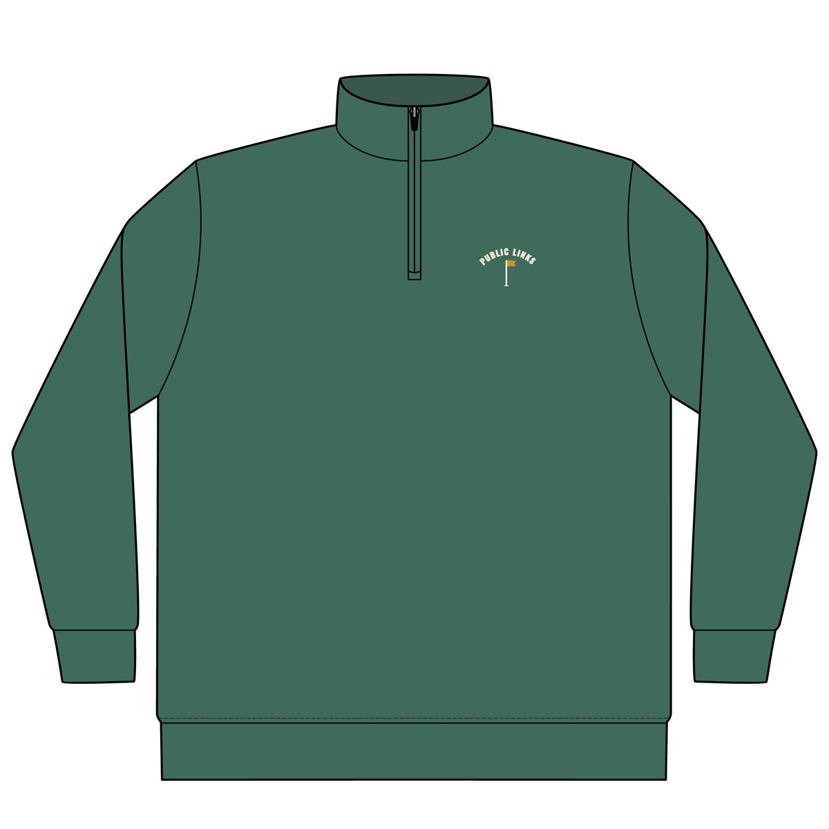 Public Links Arch Quarter-Zip in Alpine Green, front view